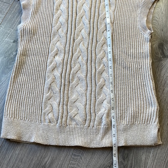 Long sleeveless Beige Sweater with loose Cowl Neck Sweater / Poncho . - Picture 5 of 6